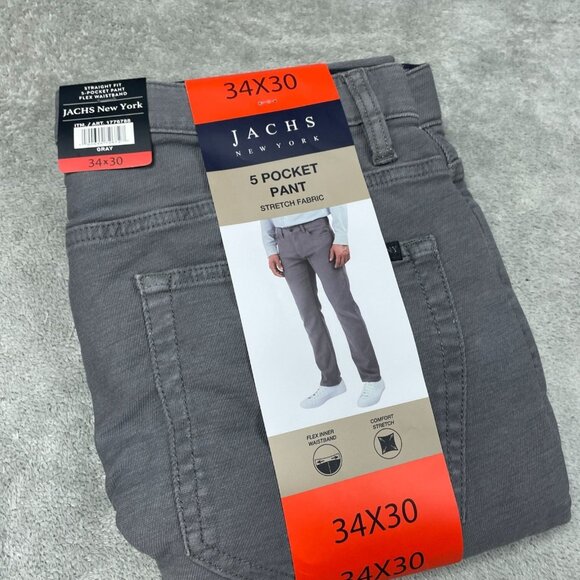 Jachs New York Mens 5-Pocket Pants 34x30 Stretch Fabric Gray a1358 - Picture 1 of 6